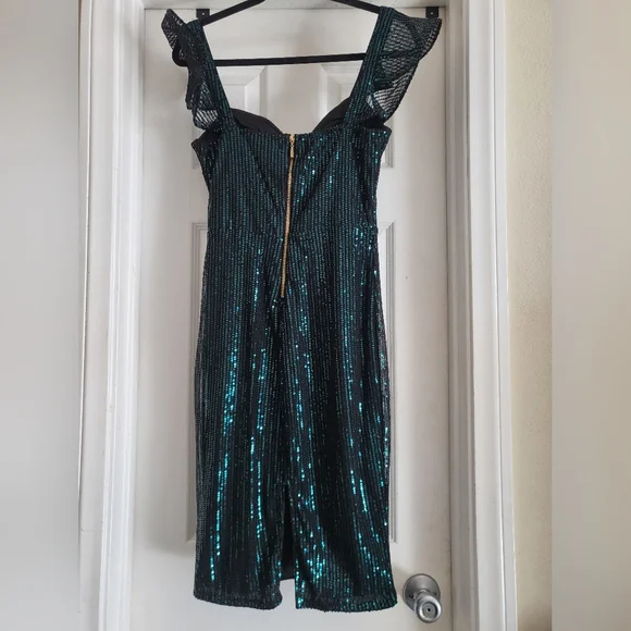 🌻Elegant Green Sequence Dress NWOT - Picture 5 of 7